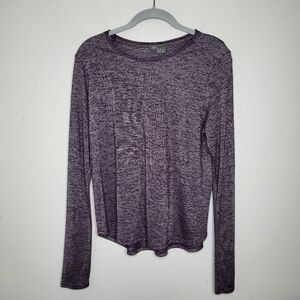 VINCE Women's Top Size M Purple Space Dye Long Sleeve Relaxed Fit Casual